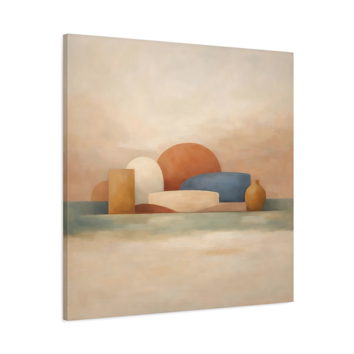 Side Mockup 2. Abstract Abstract Shapes Abstract Earth Tones shown as stretched canvas wall art