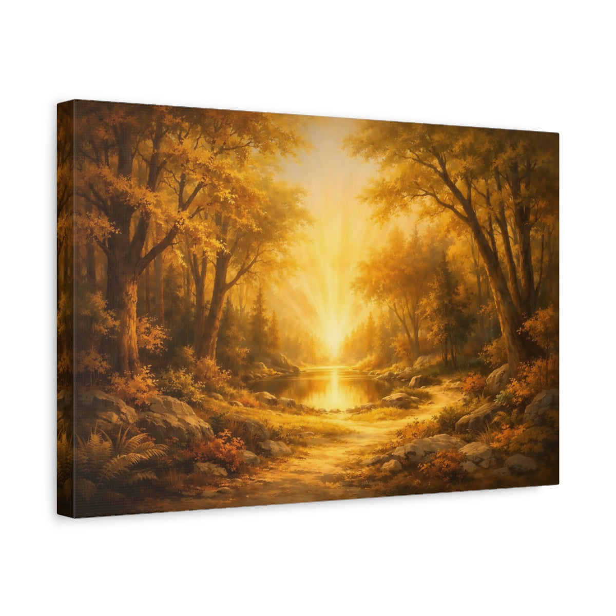 Vintage Golden Forest Nature - Canvas Wall Art Print