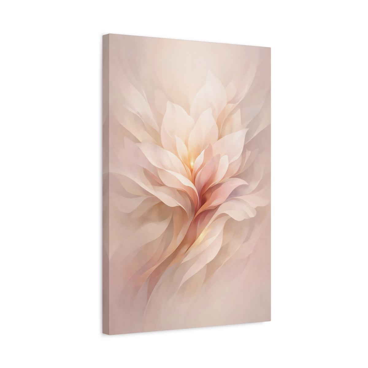 Side Mockup 3. Floral Abstract Flower Soft Pink Flower shown as stretched canvas wall art