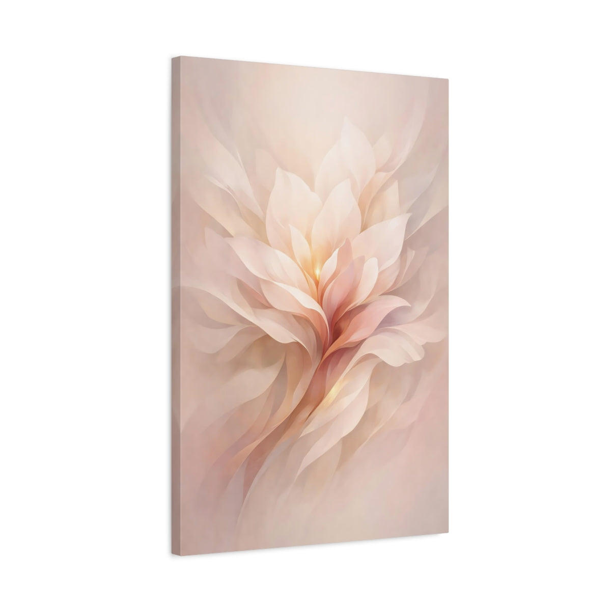 Side Mockup 2. Floral Abstract Flower Soft Pink Flower shown as stretched canvas wall art
