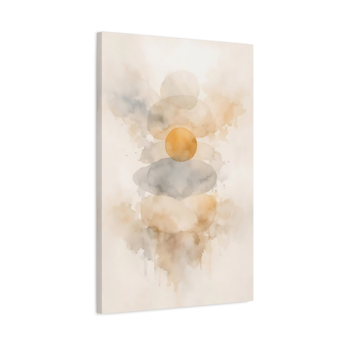 Side Mockup 2. Abstract Stacked Shapes Neutral Abstract Shapes shown as stretched canvas wall art