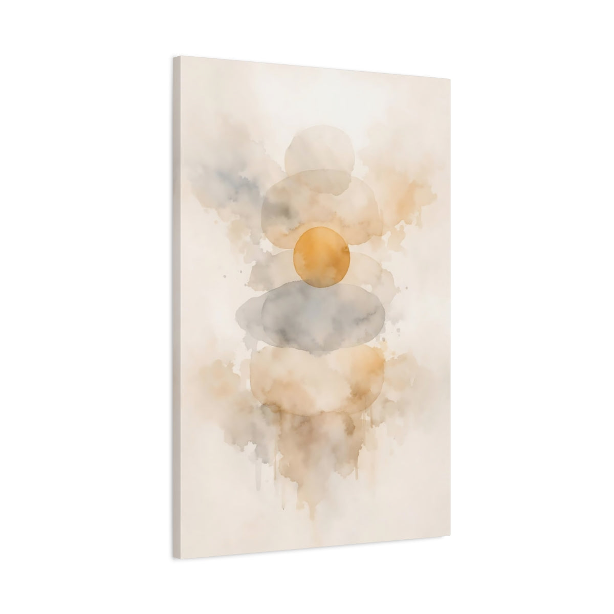 Side Mockup 1. Abstract Stacked Shapes Neutral Abstract Shapes shown as stretched canvas wall art