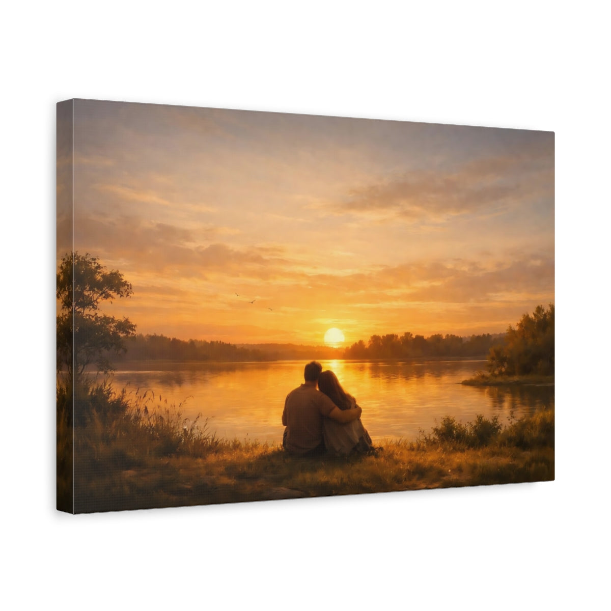 Side Mockup 4. Golden Glow Sunset shown as stretched canvas wall art