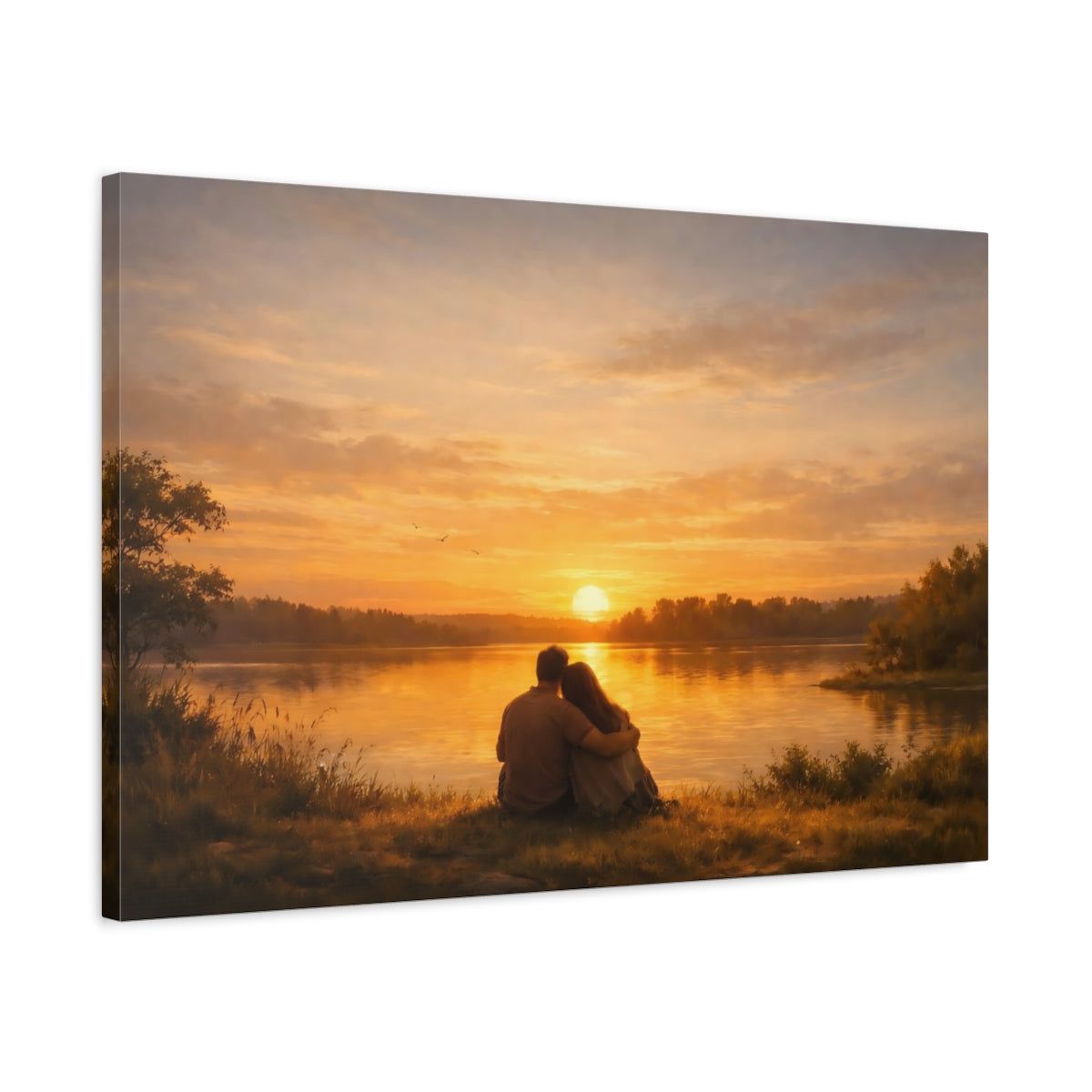 Side Mockup 2. Golden Glow Sunset shown as stretched canvas wall art