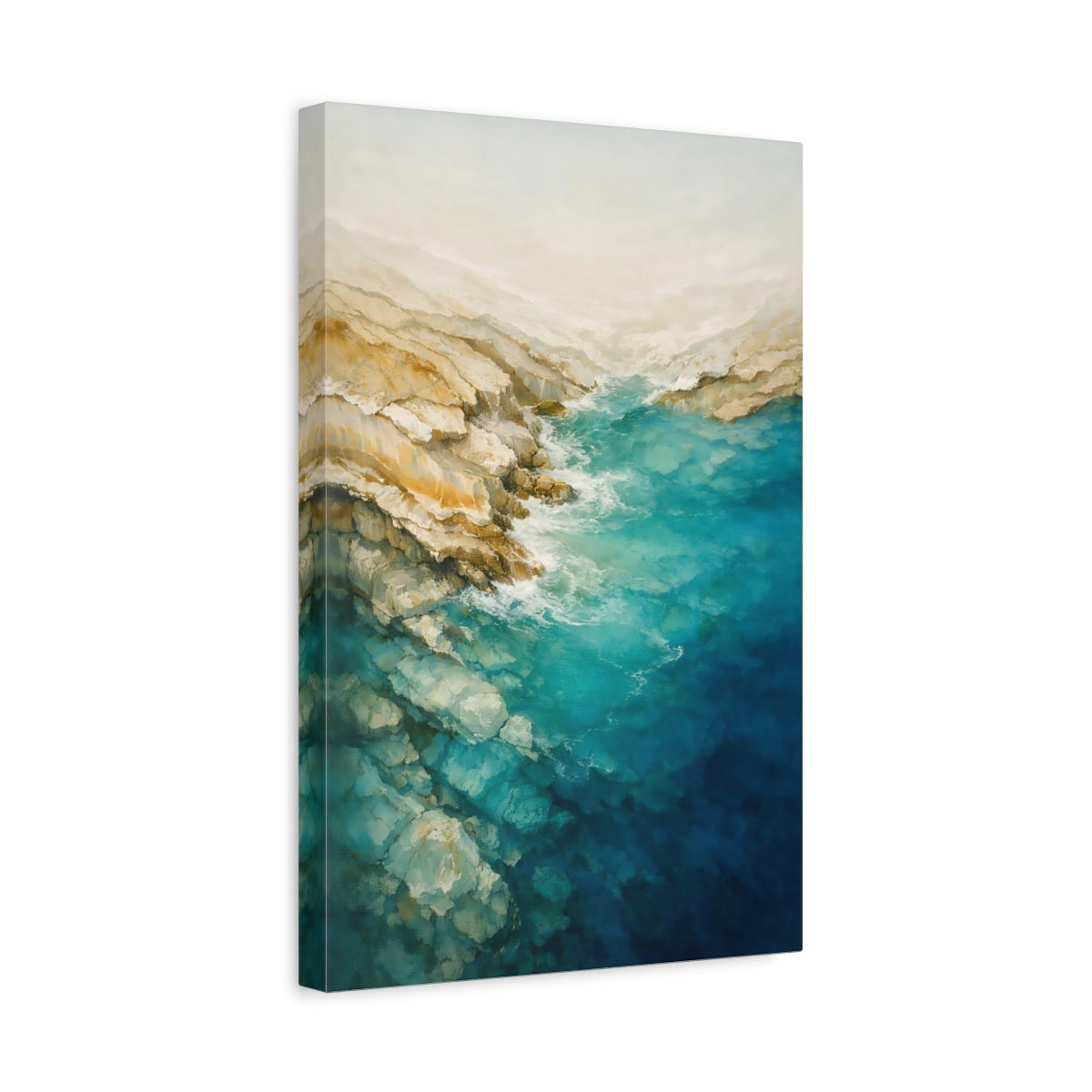 Nature Rocky Coast Turquoise And Tan - Canvas Wall Art Print