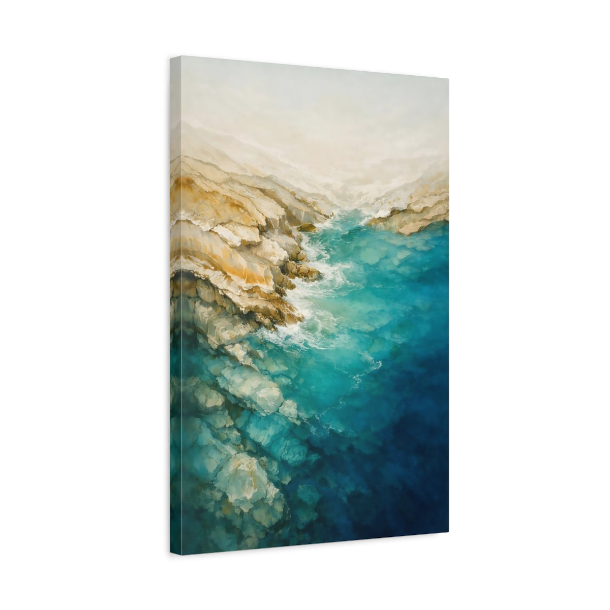 Nature Rocky Coast Turquoise And Tan - Canvas Wall Art Print