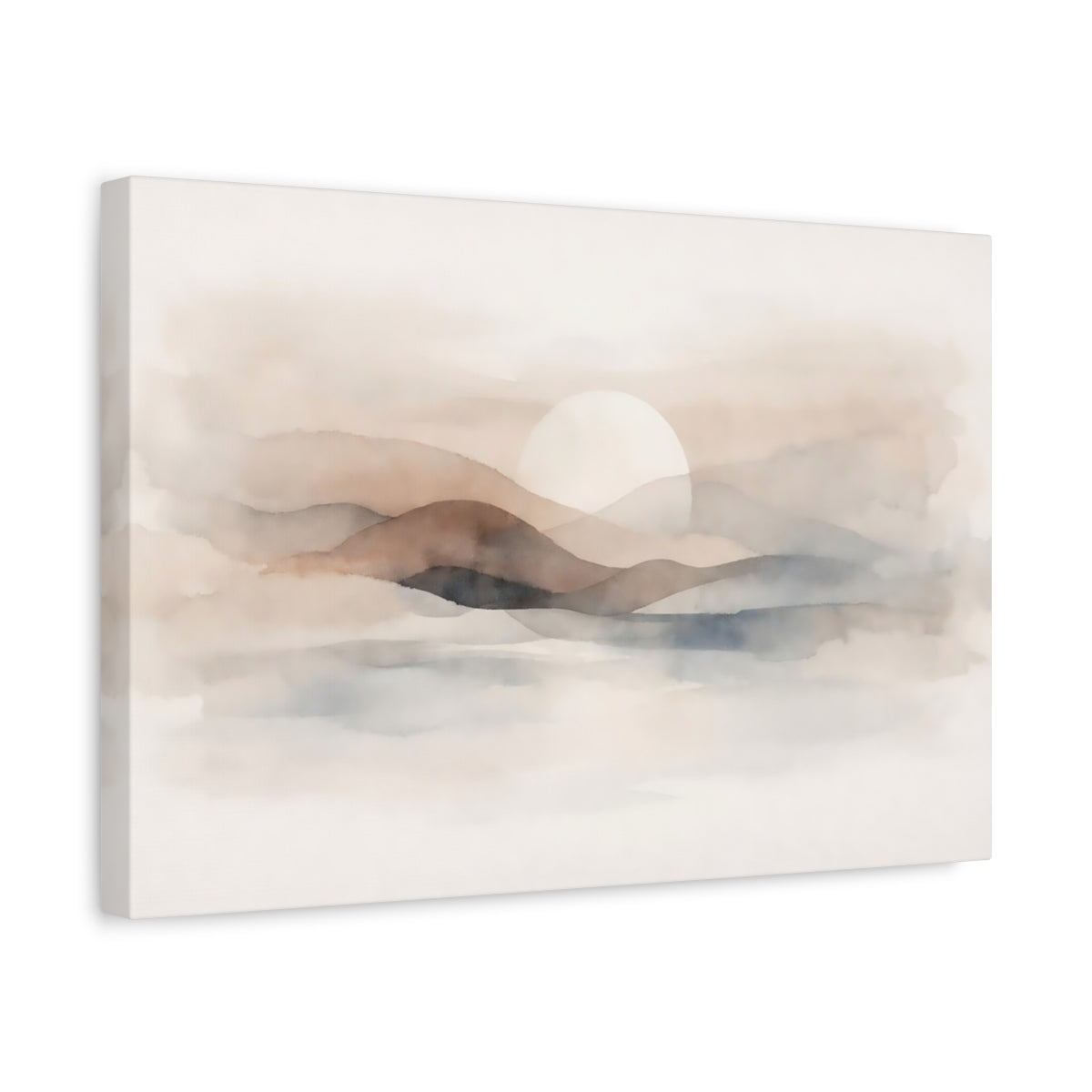 Watercolor Neutral Abstract Mountain Landscape Nature - Canvas Wall Art Print
