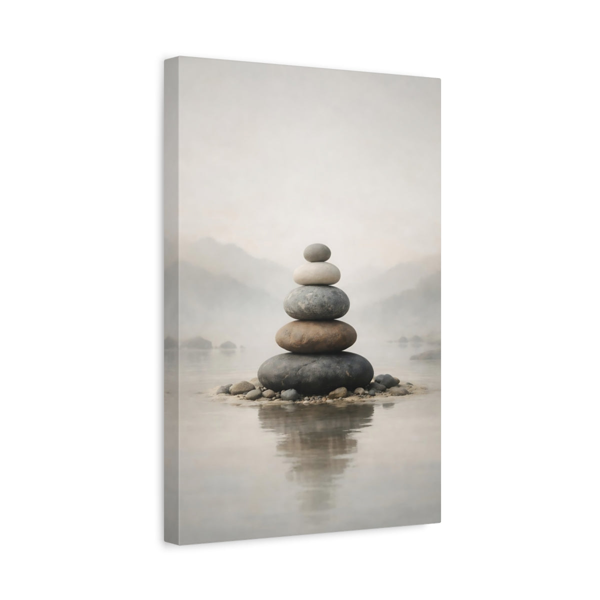 Nature Rock Cairn Neutral Tones - Canvas Wall Art Print