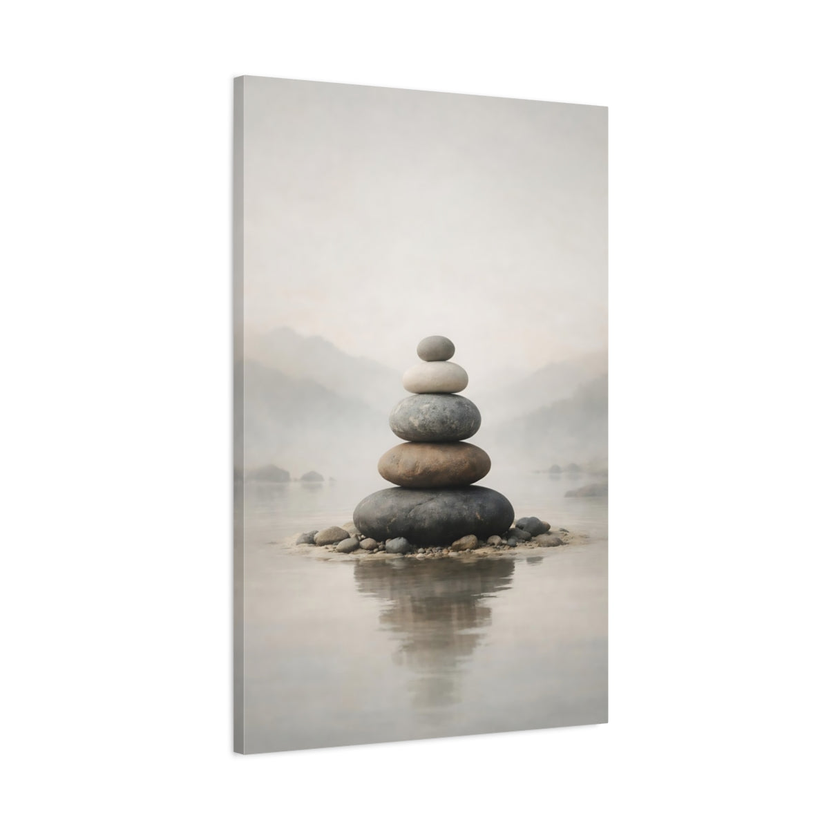 Nature Rock Cairn Neutral Tones - Canvas Wall Art Print
