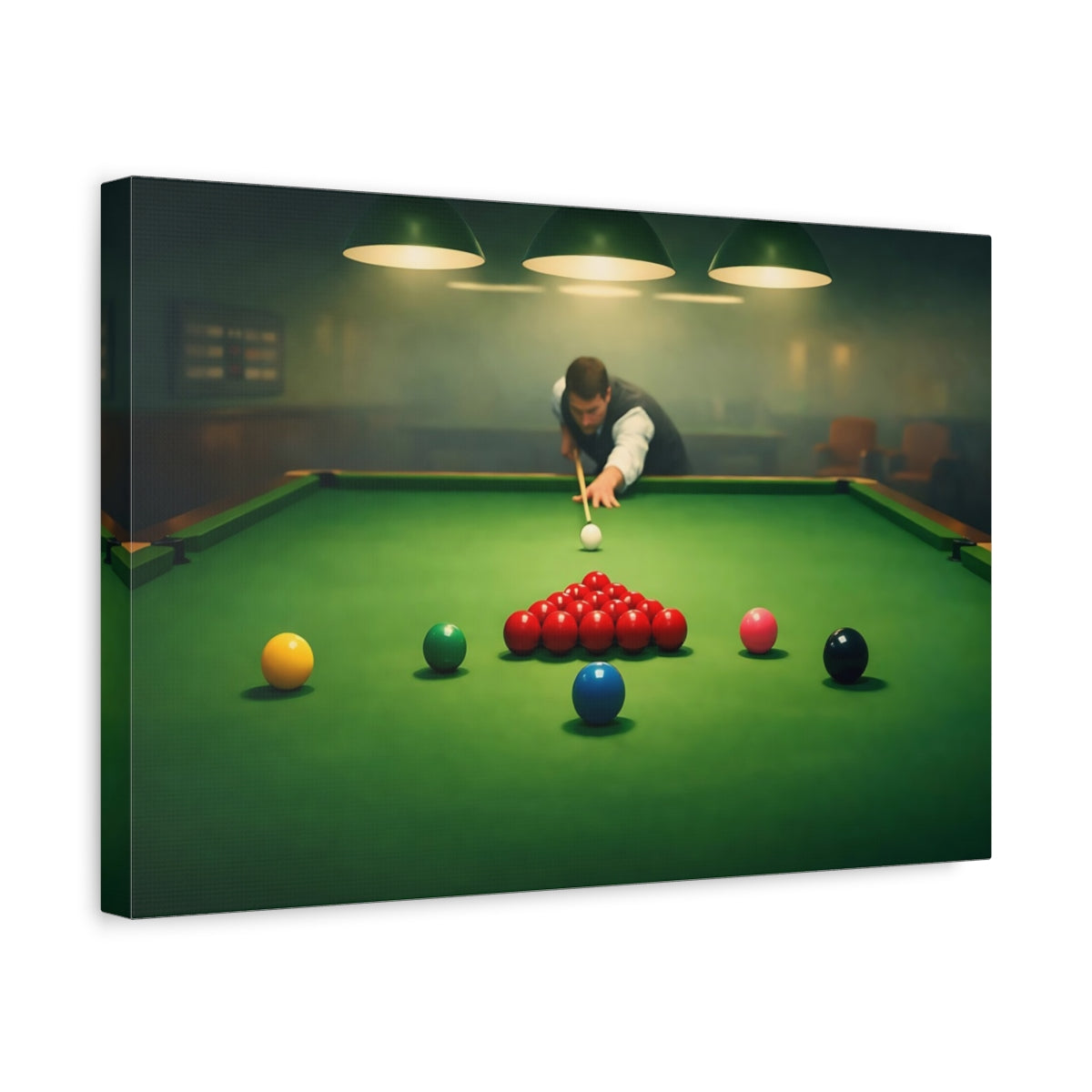 Mist Depth Snooker Table Sports - Canvas Wall Art Print