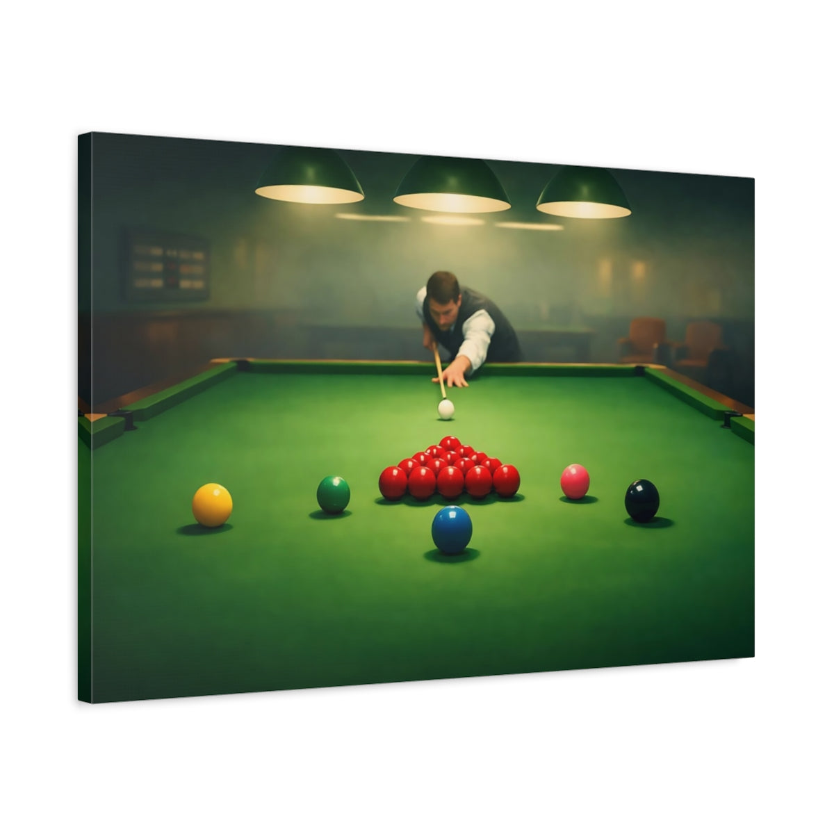 Mist Depth Snooker Table Sports - Canvas Wall Art Print