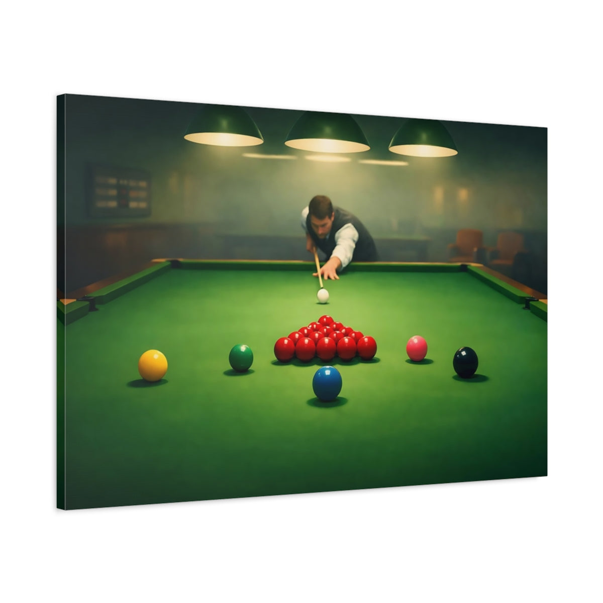 Mist Depth Snooker Table Sports - Canvas Wall Art Print
