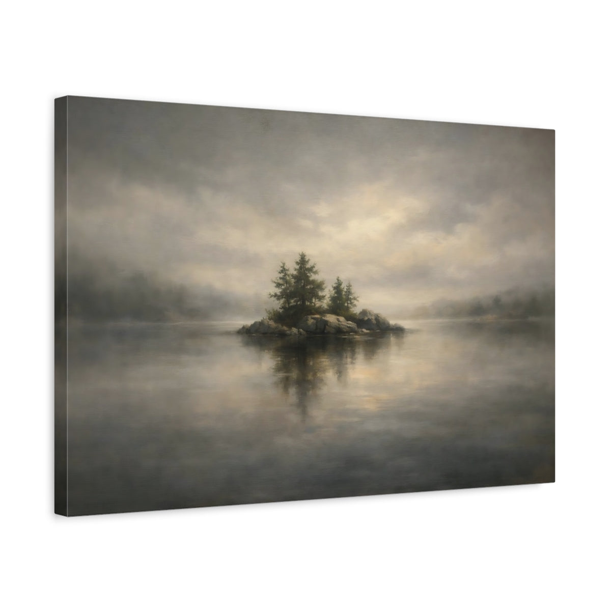 Side Mockup 3. Gallery Style Muted Black Minimal Tone shown as stretched canvas wall art