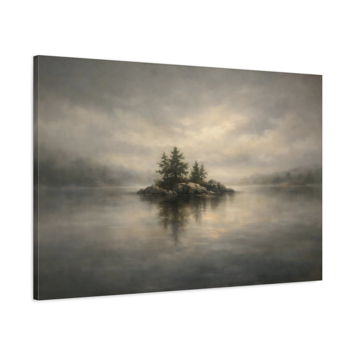 Side Mockup 1. Gallery Style Muted Black Minimal Tone shown as stretched canvas wall art
