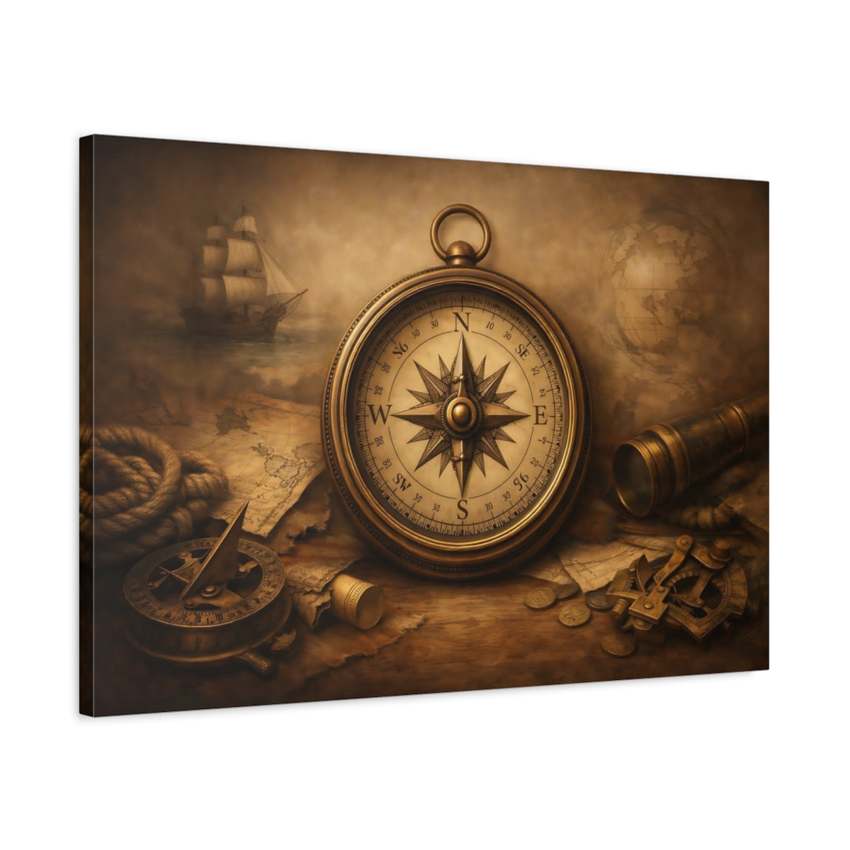 Antique Compass Maps - Canvas Wall Art Print