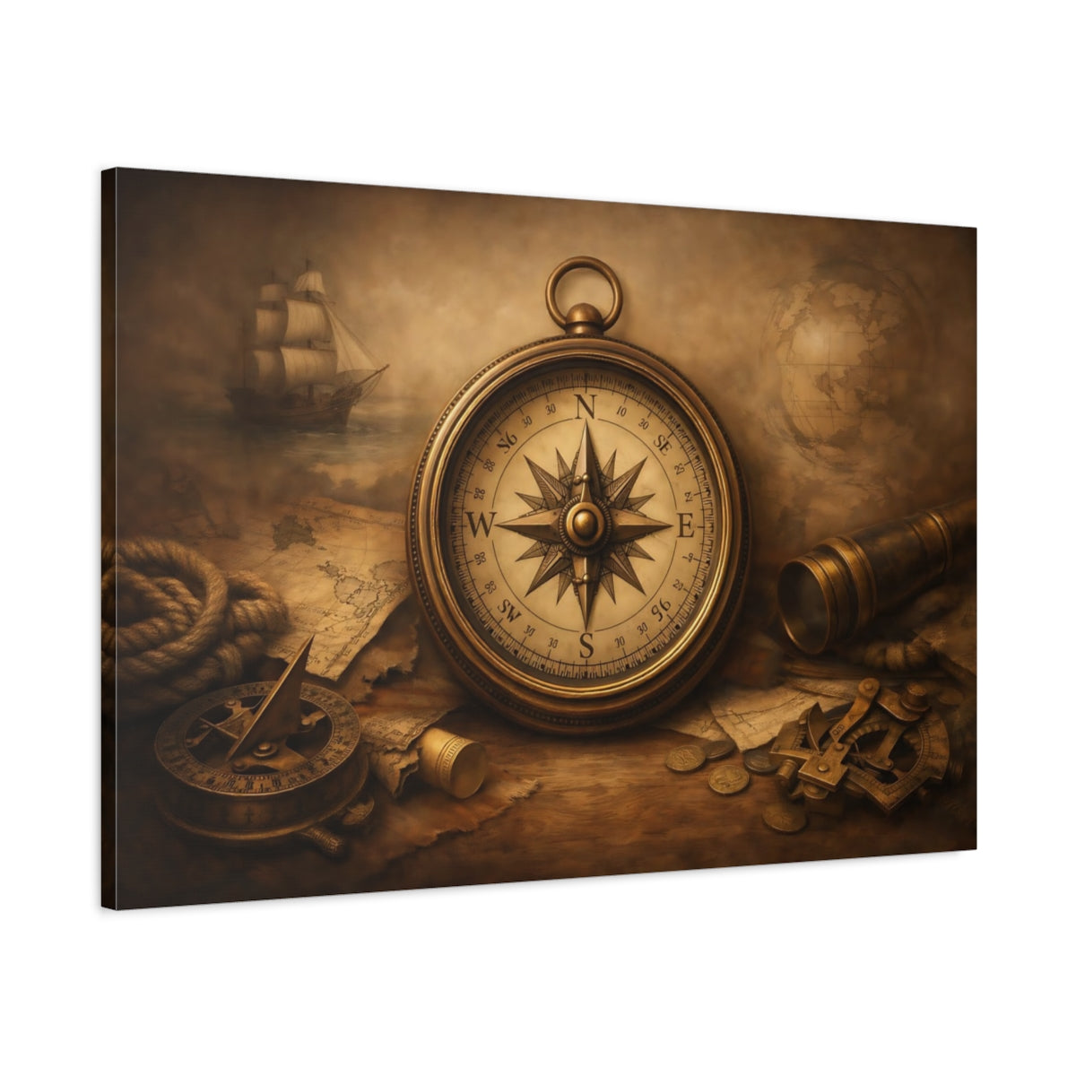 Antique Compass Maps - Canvas Wall Art Print