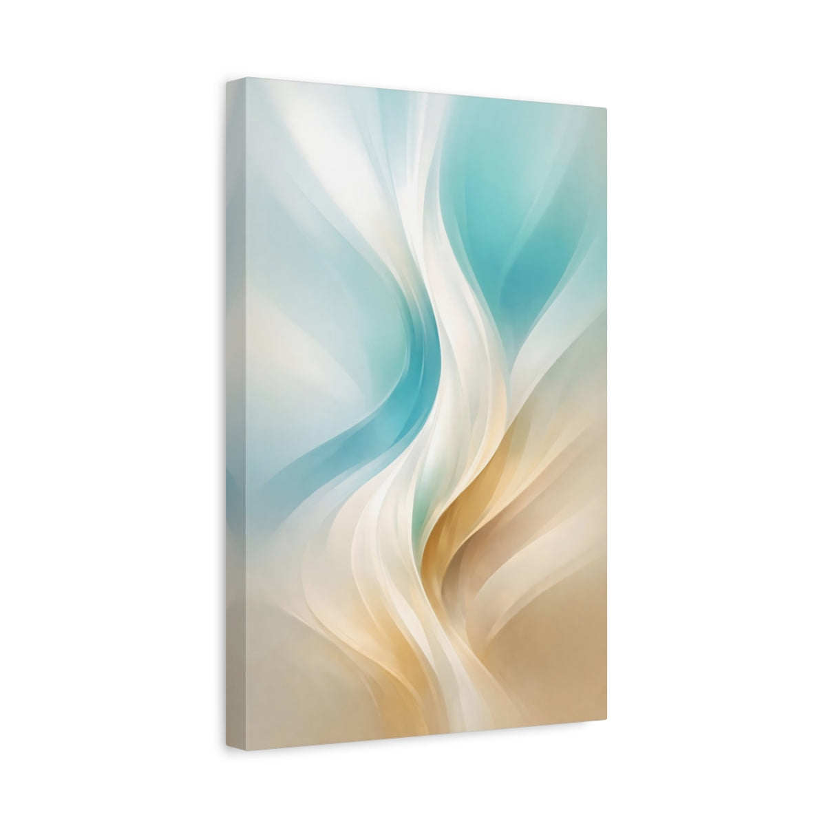 Abstract Curves Aqua Gold - Canvas Wall Art Print