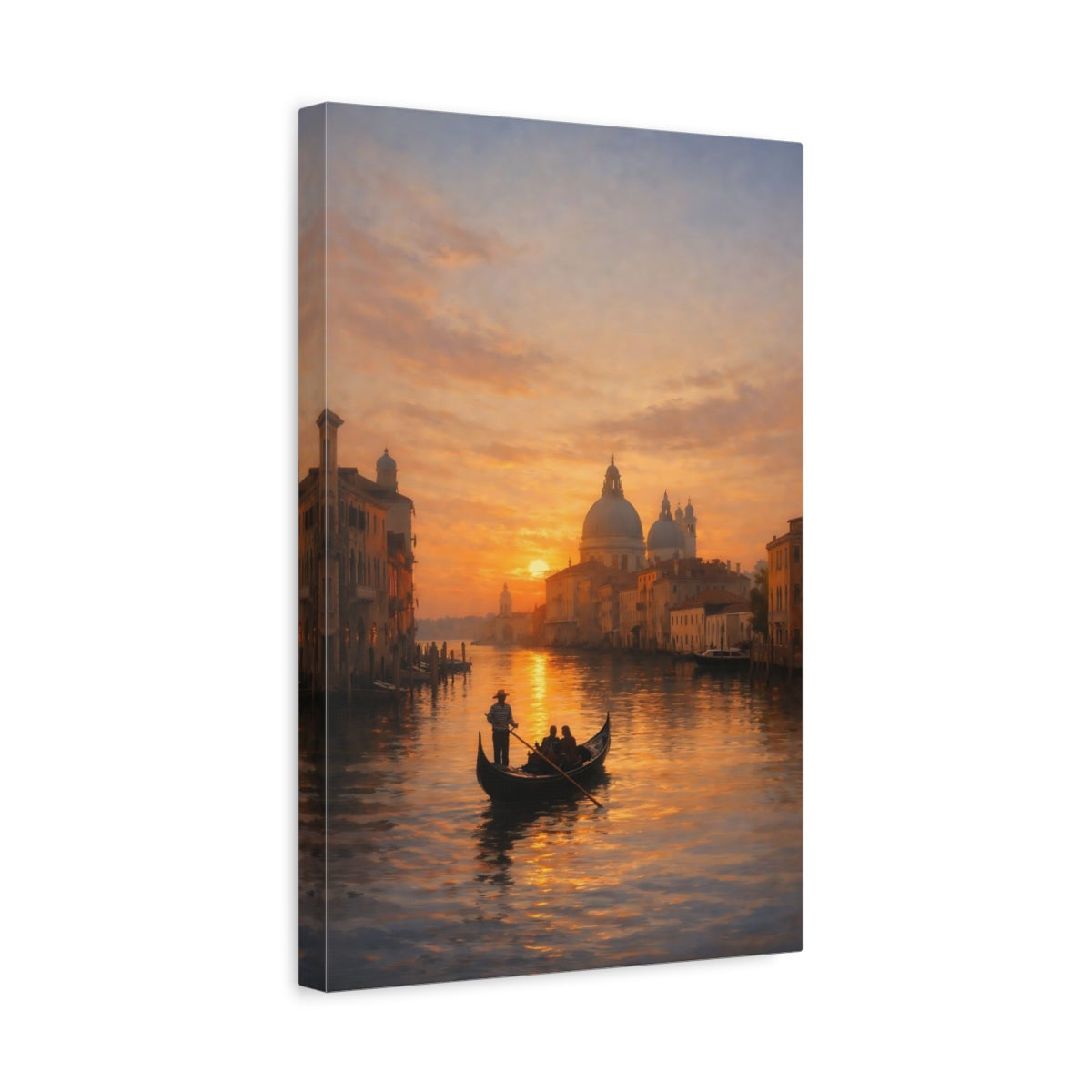 Side Mockup 4. Nature Venice Sunset Venice Sunset shown as stretched canvas wall art