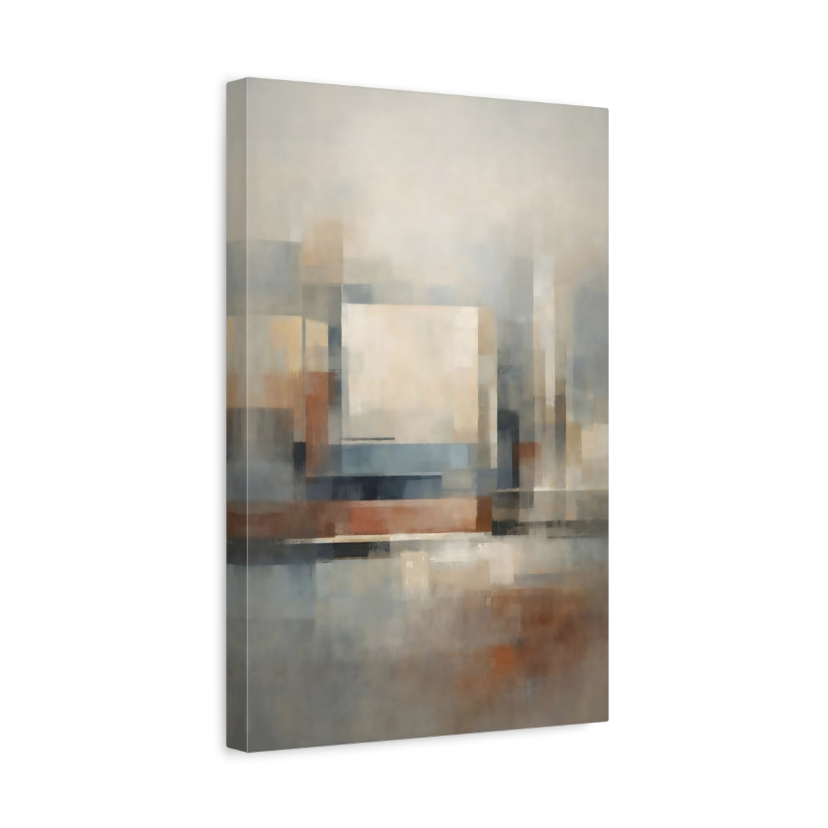 Side Mockup 4. Abstract Geometric Forms Neutral Abstract Geometric shown as stretched canvas wall art