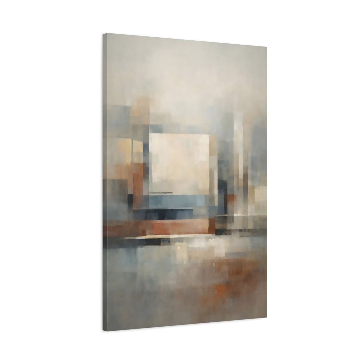 Side Mockup 1. Abstract Geometric Forms Neutral Abstract Geometric shown as stretched canvas wall art
