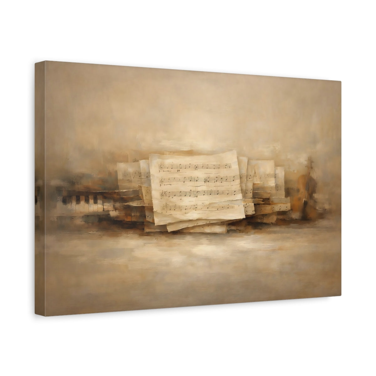 Side Mockup 4. Contemporary Abstract Music Sheet Texture Minimal shown as stretched canvas wall art