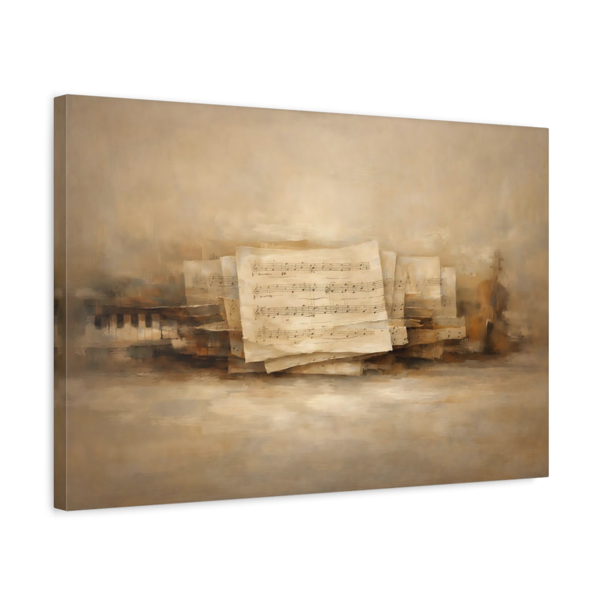Side Mockup 3. Contemporary Abstract Music Sheet Texture Minimal shown as stretched canvas wall art