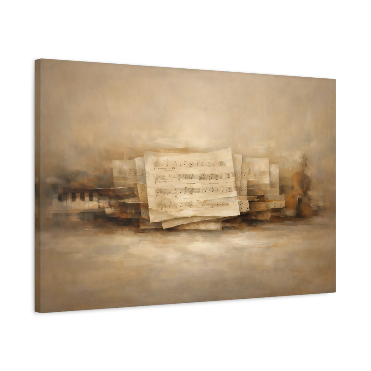 Side Mockup 2. Contemporary Abstract Music Sheet Texture Minimal shown as stretched canvas wall art