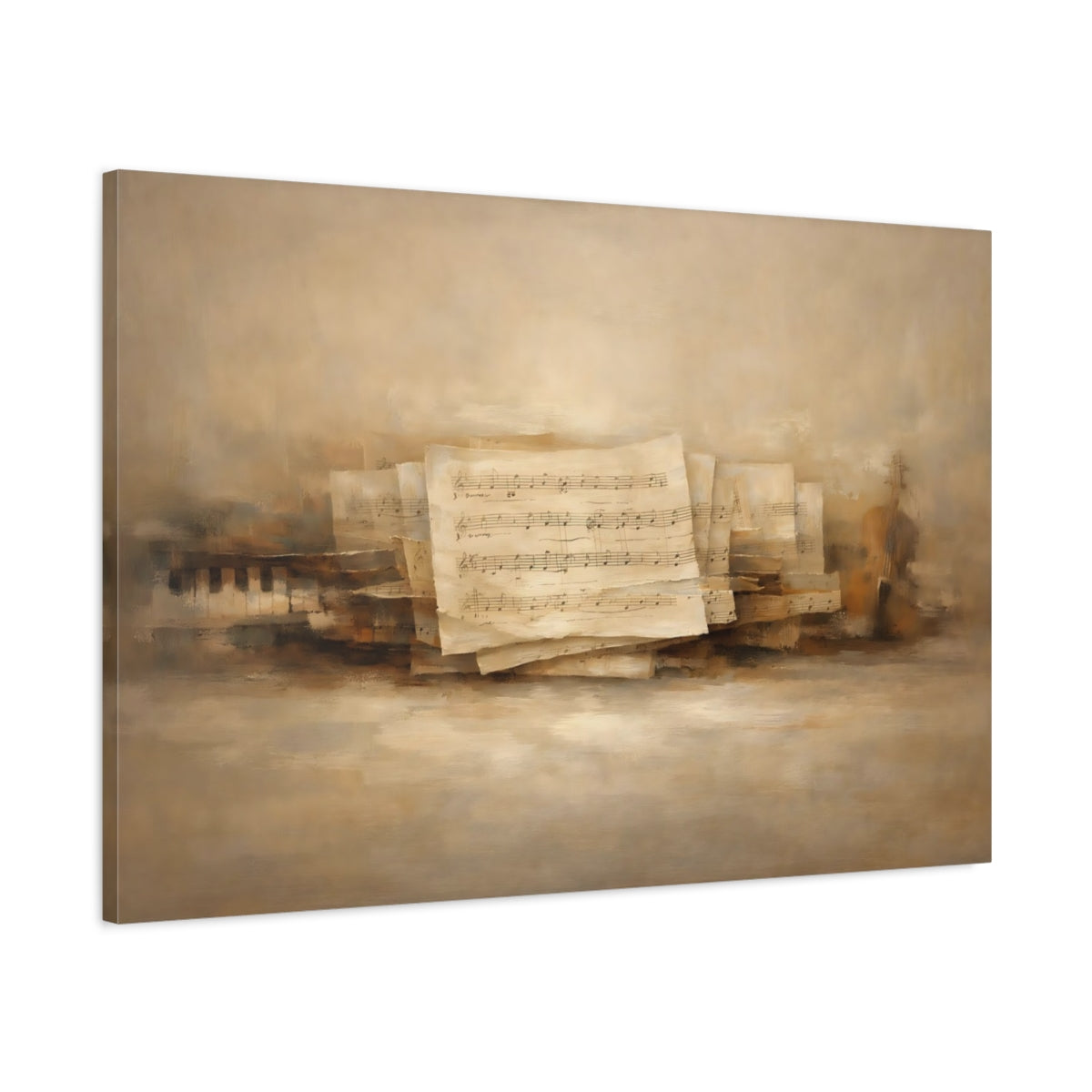 Side Mockup 1. Contemporary Abstract Music Sheet Texture Minimal shown as stretched canvas wall art