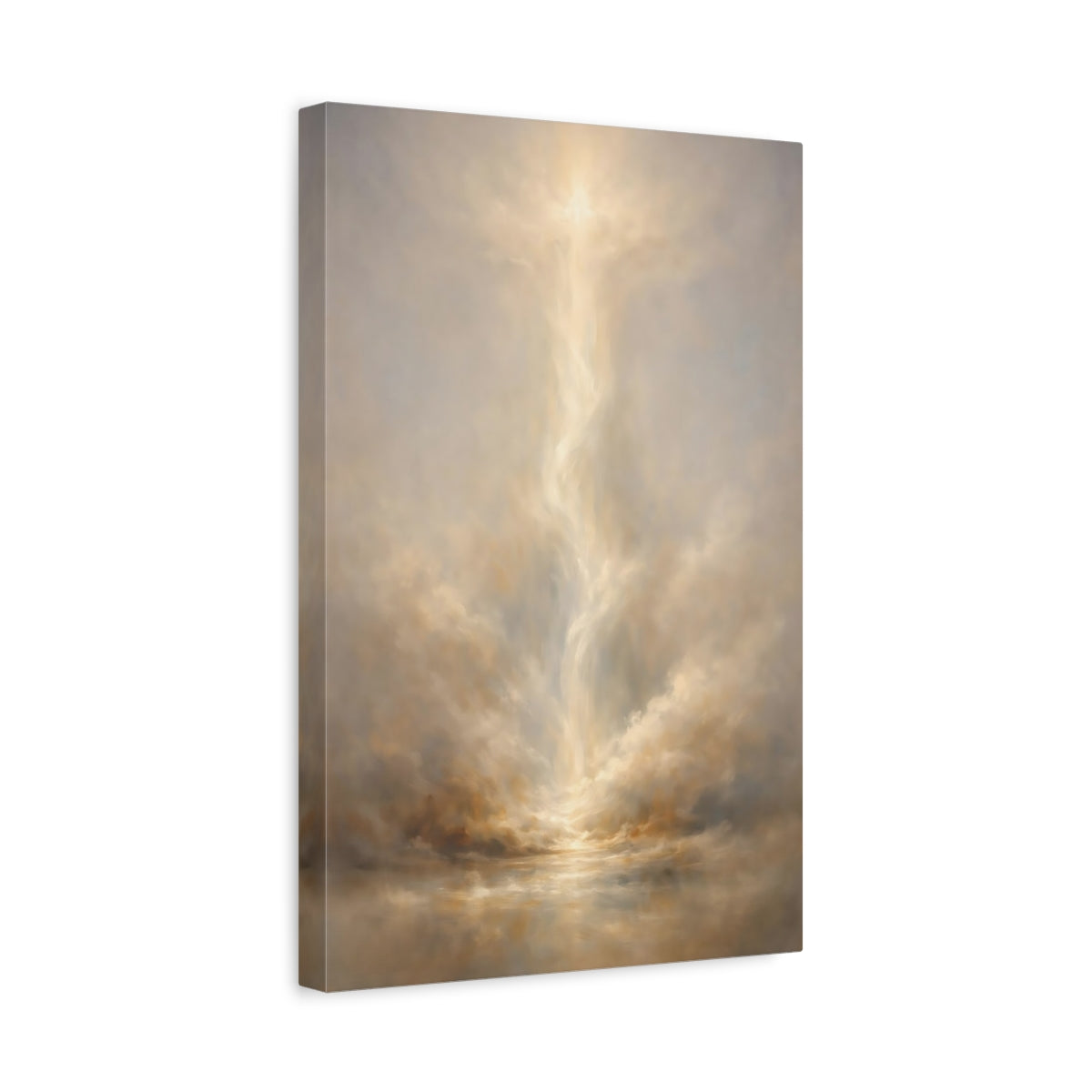 Side Mockup 4. Abstract Celestial Light Golden Clouds shown as stretched canvas wall art