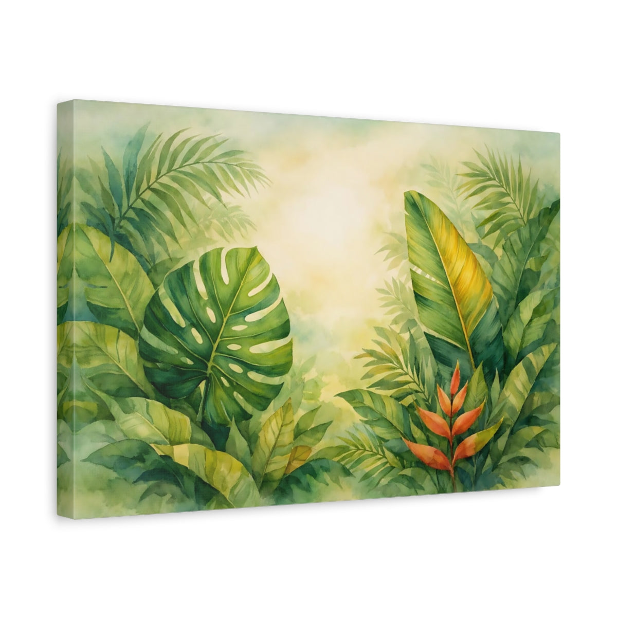 Watercolor Tropical Leaves Nature - Canvas Wall Art Print