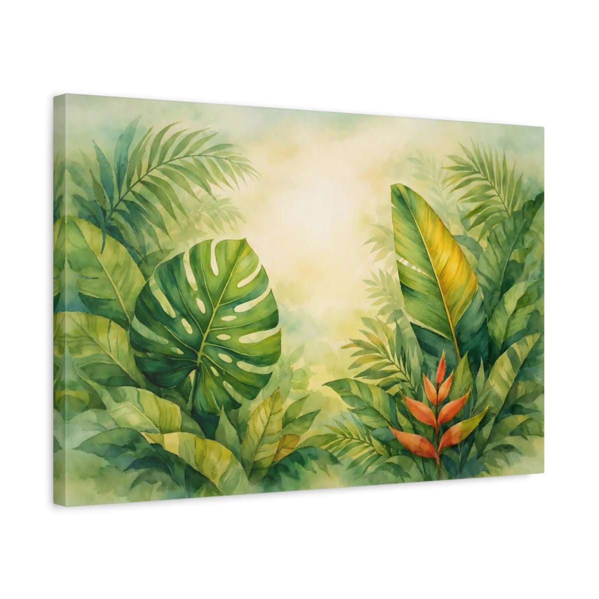 Watercolor Tropical Leaves Nature - Canvas Wall Art Print