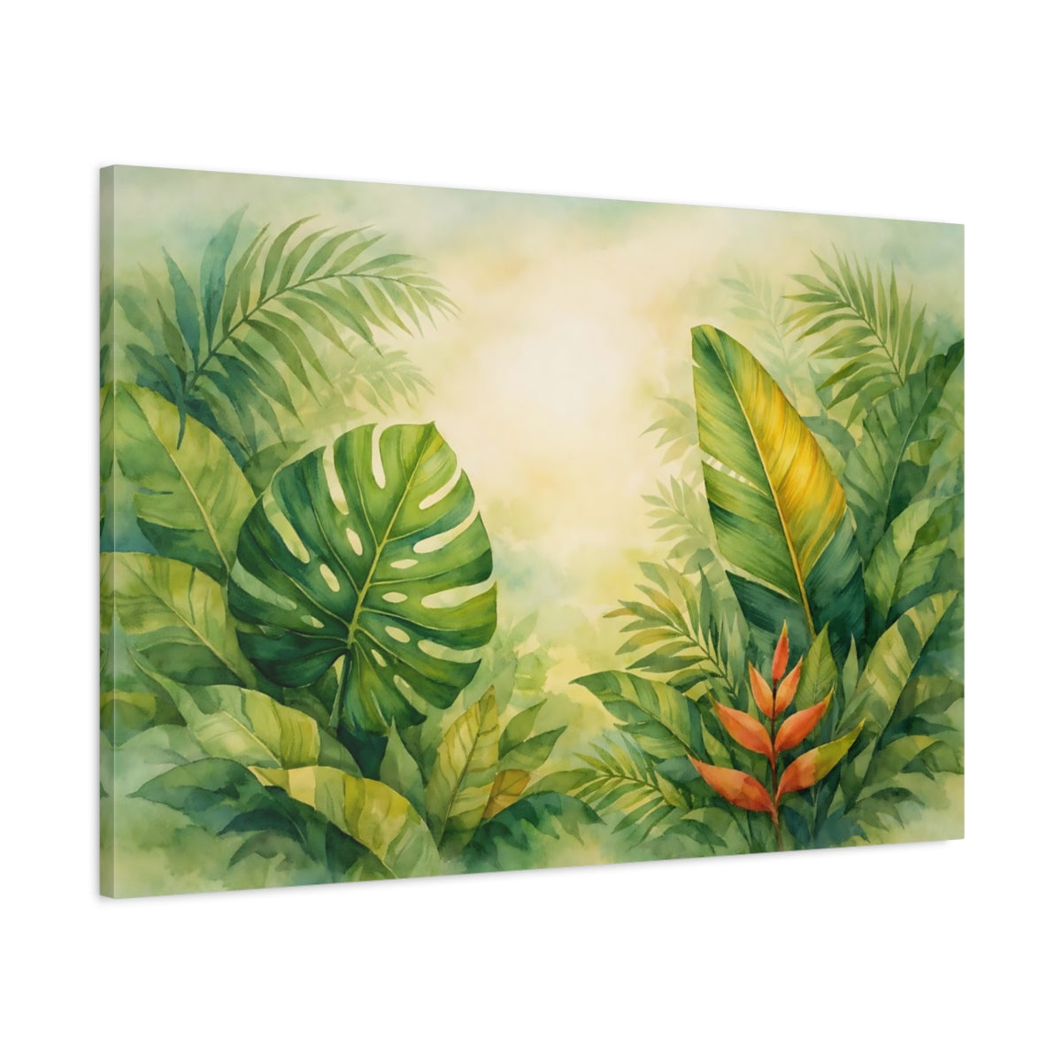 Watercolor Tropical Leaves Nature - Canvas Wall Art Print
