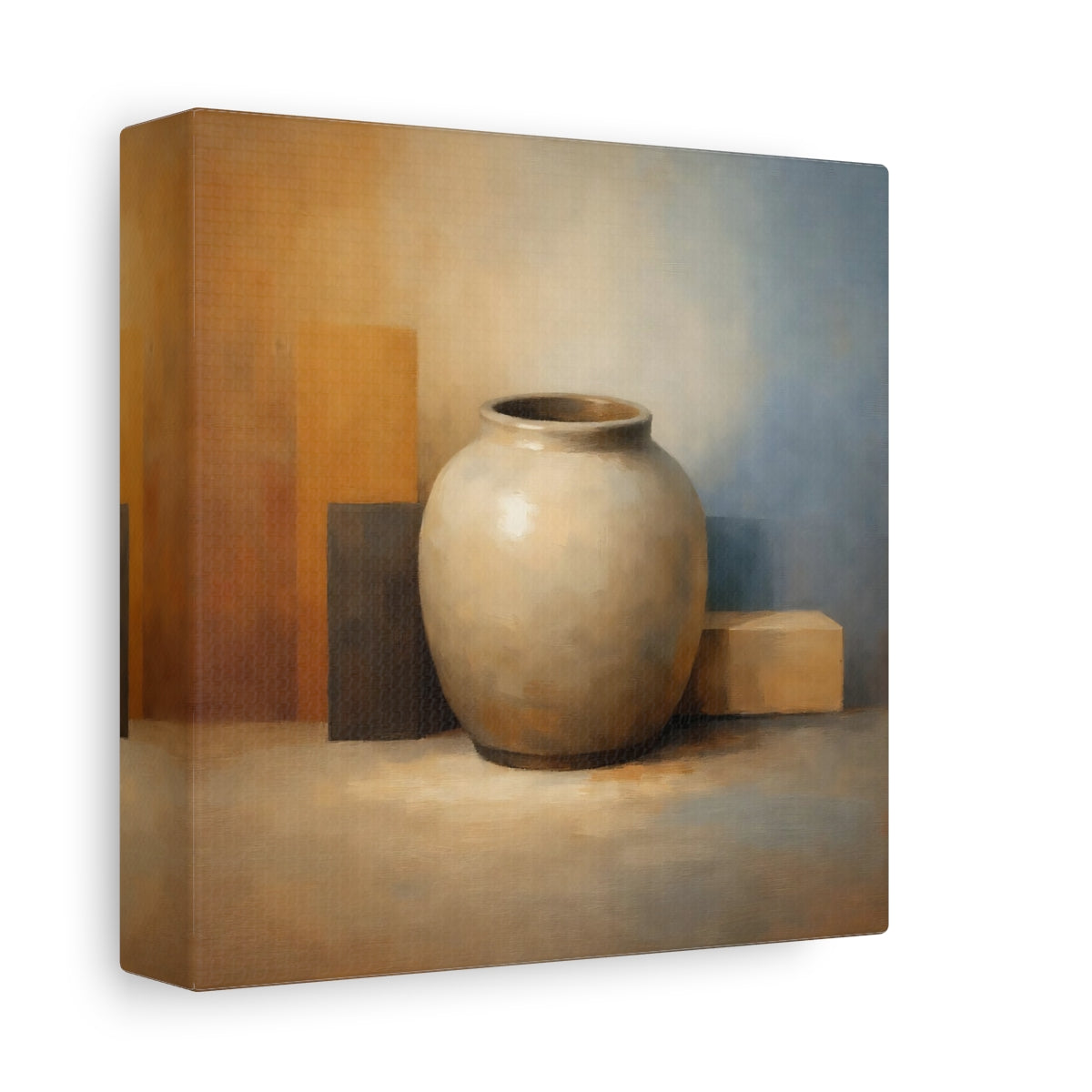 Side Mockup 1. Abstract Vase Earthy Tones shown as stretched canvas wall art