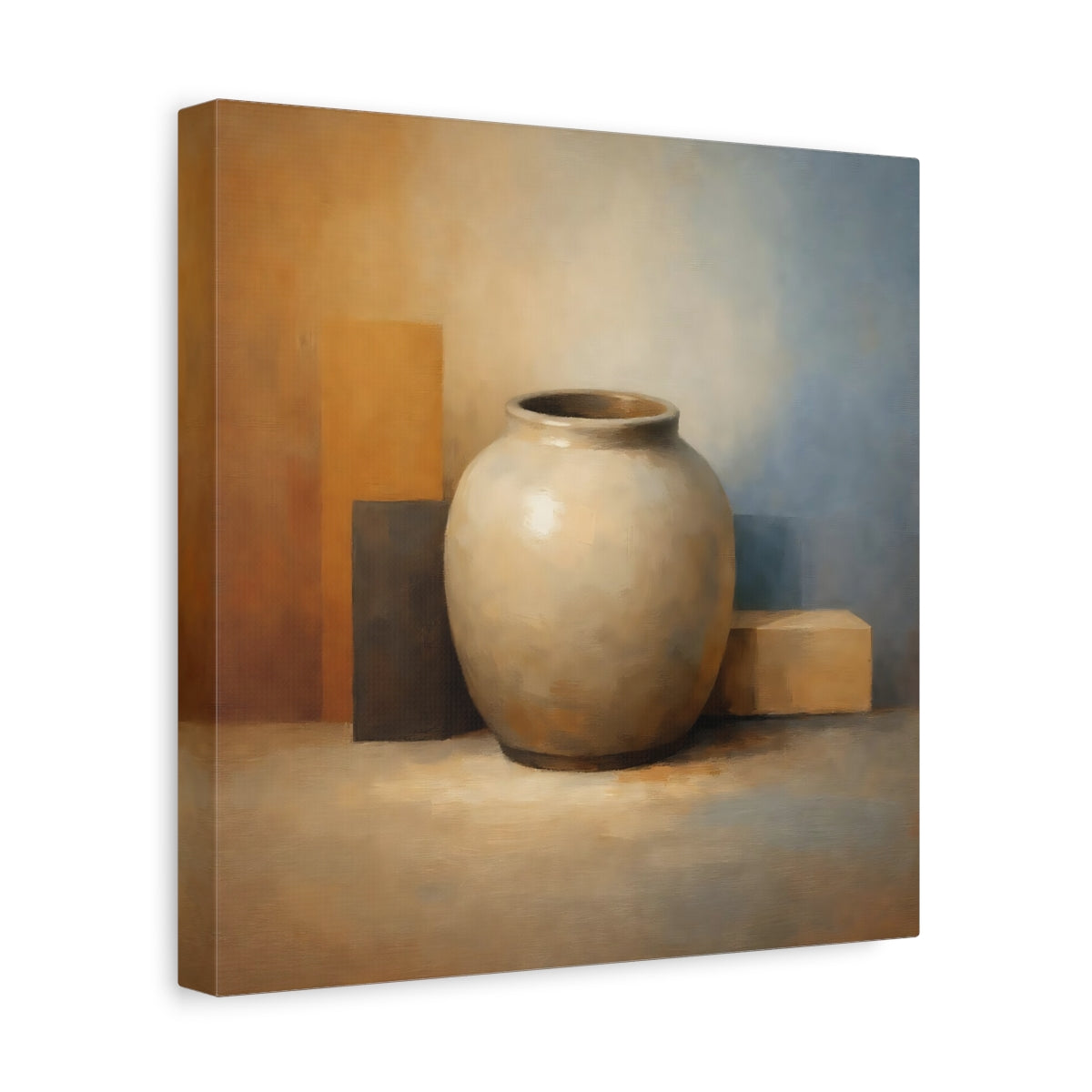Side Mockup 8. Abstract Vase Earthy Tones shown as stretched canvas wall art