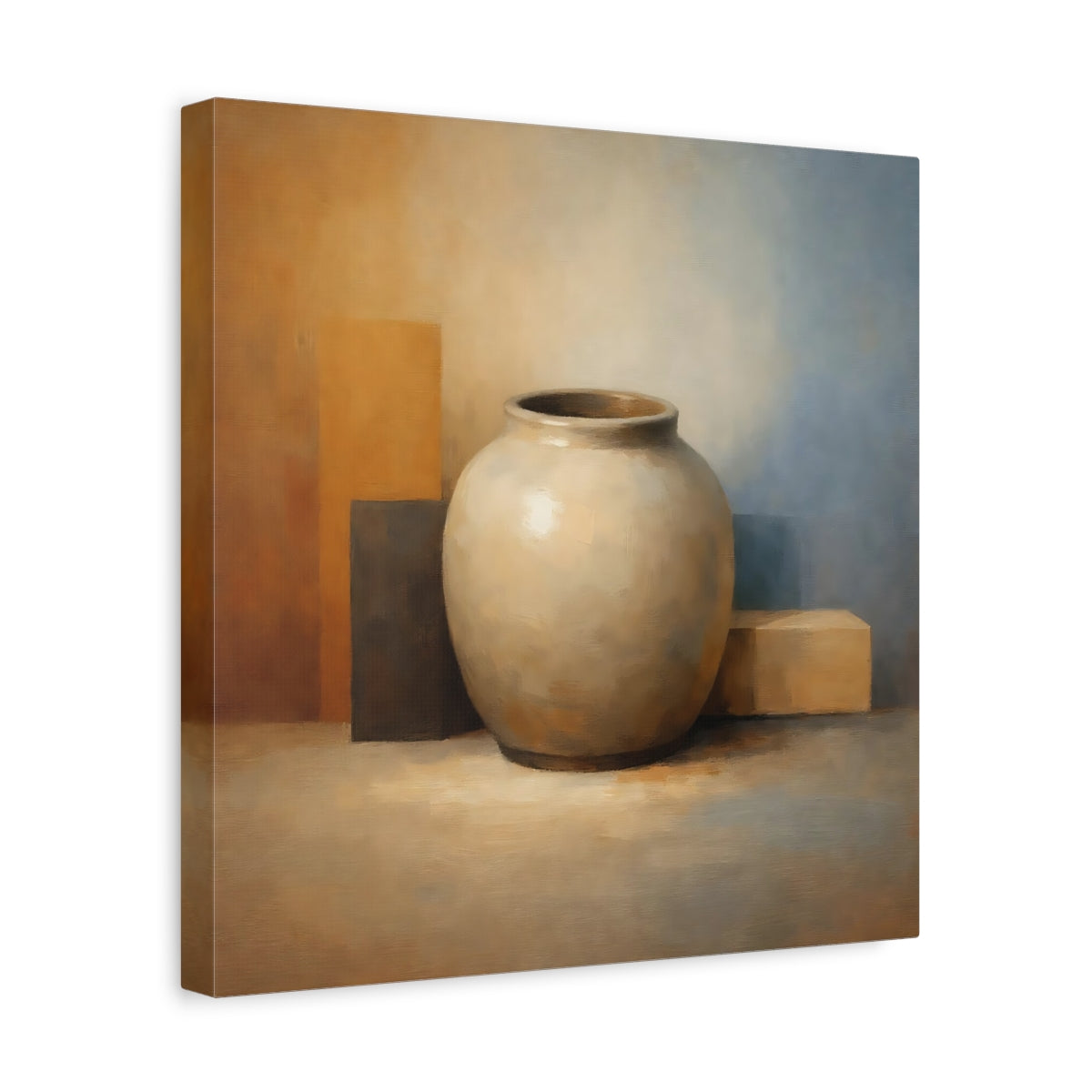 Side Mockup 7. Abstract Vase Earthy Tones shown as stretched canvas wall art
