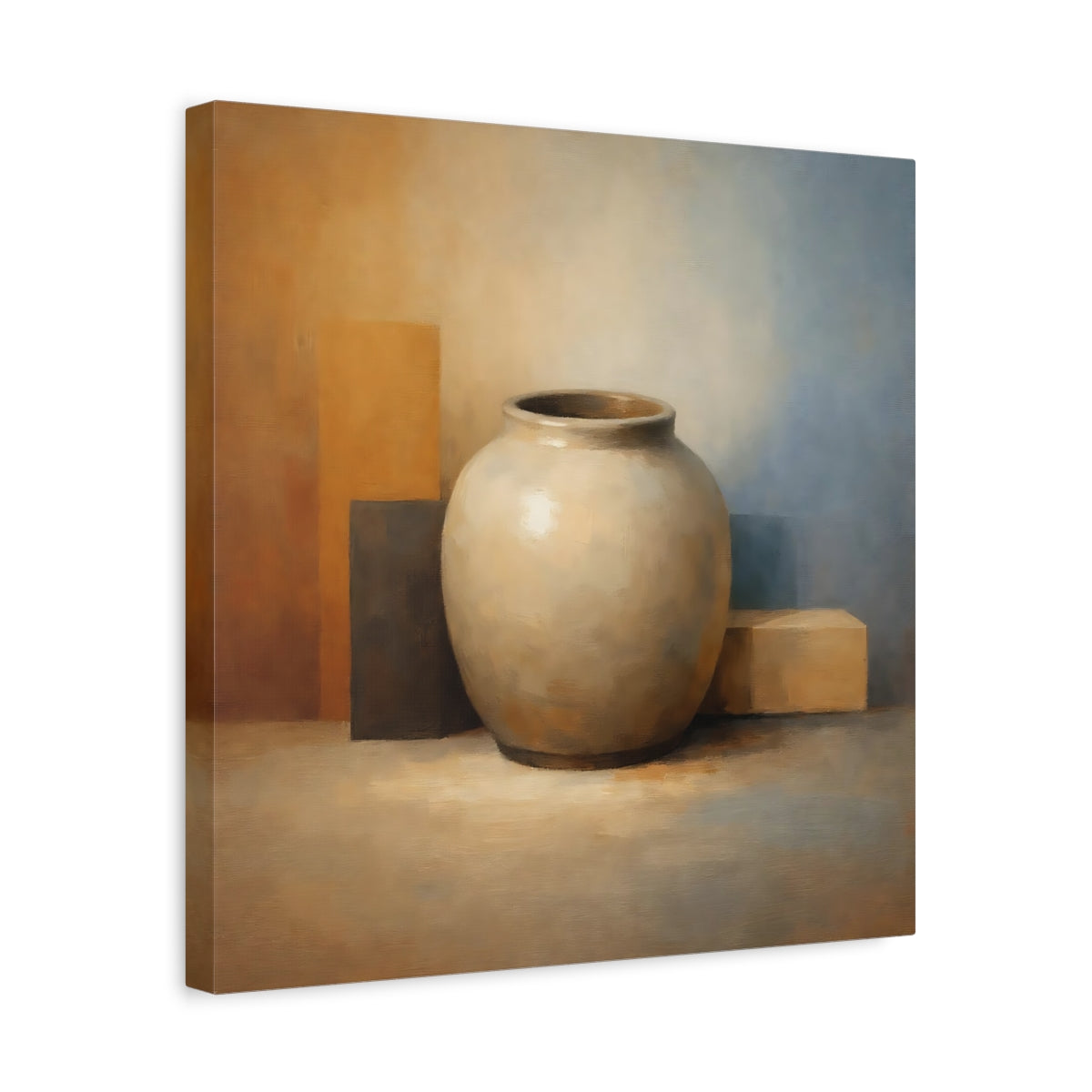 Side Mockup 6. Abstract Vase Earthy Tones shown as stretched canvas wall art