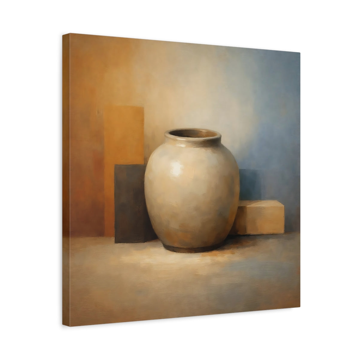 Side Mockup 5. Abstract Vase Earthy Tones shown as stretched canvas wall art