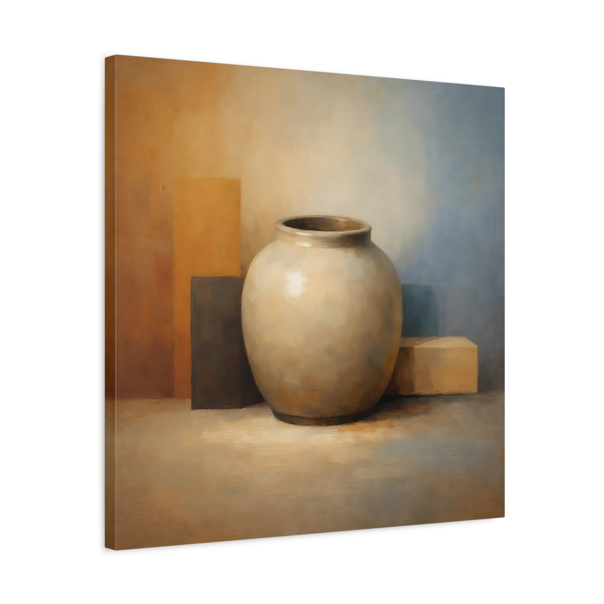 Side Mockup 4. Abstract Vase Earthy Tones shown as stretched canvas wall art