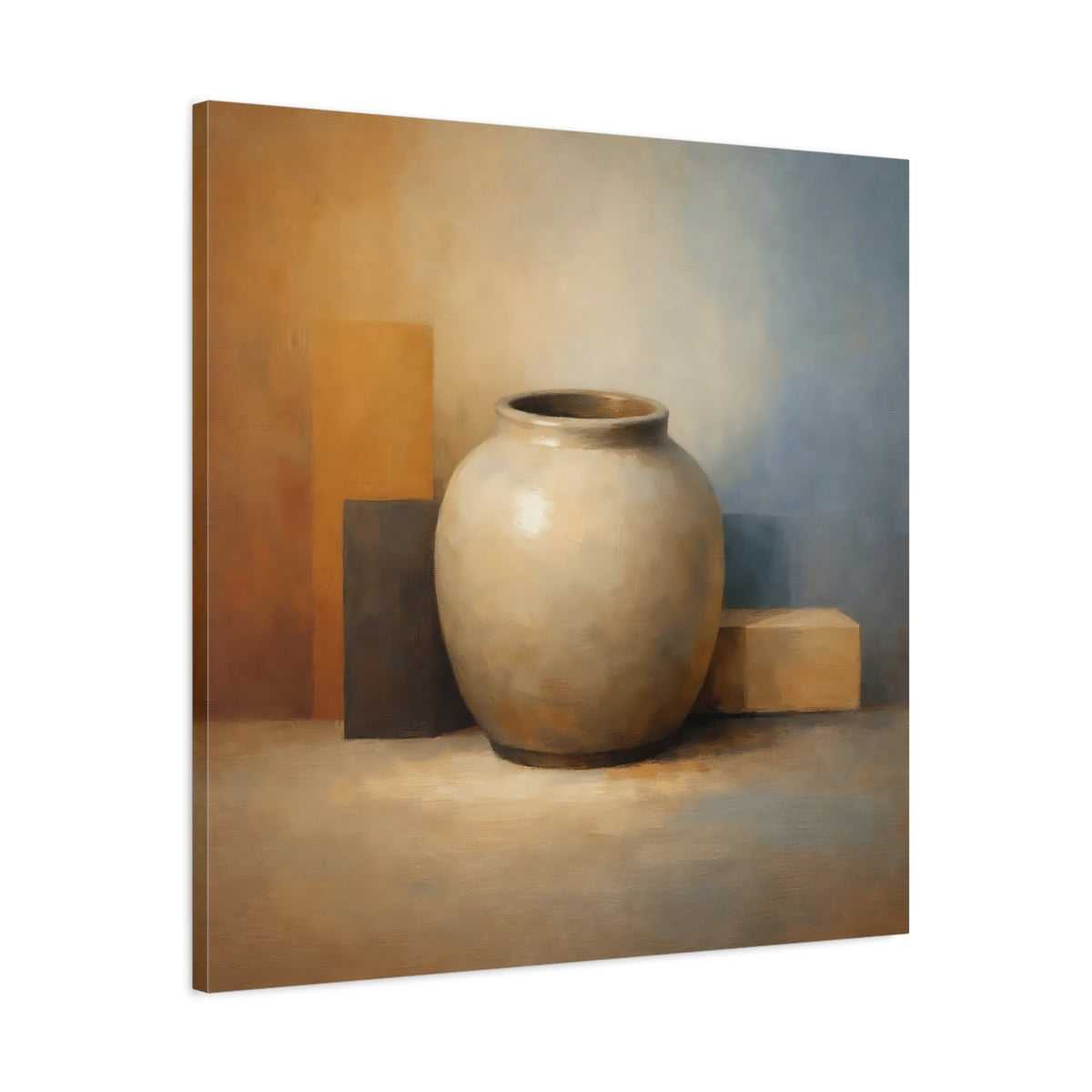 Side Mockup 3. Abstract Vase Earthy Tones shown as stretched canvas wall art