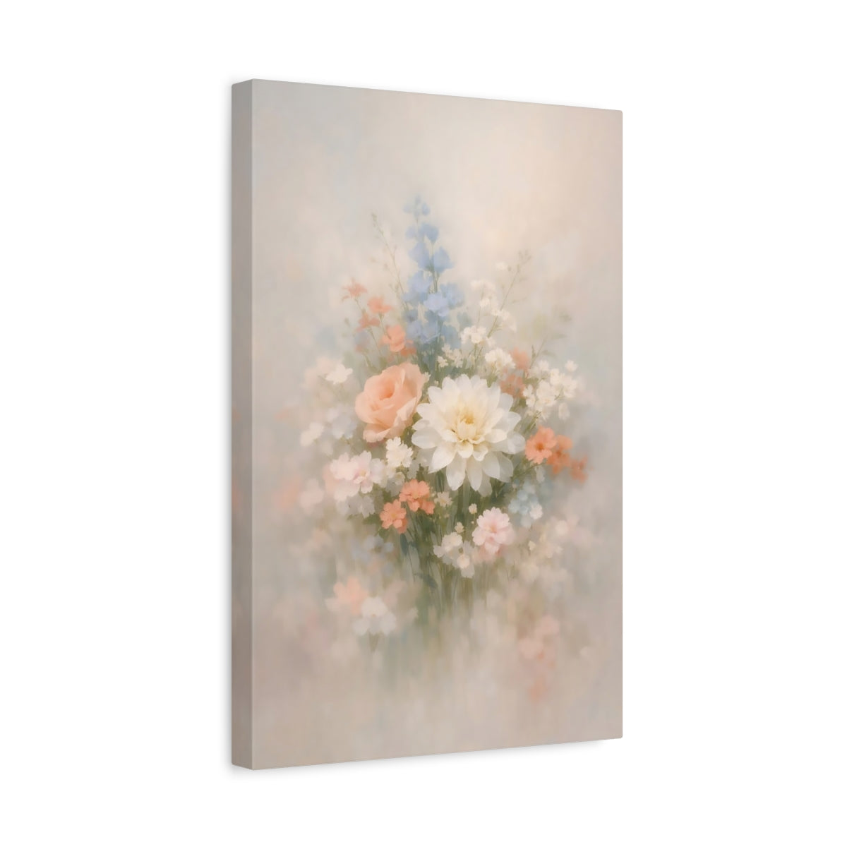 Side Mockup 4. Floral Floral Bouquet Soft Floral shown as stretched canvas wall art