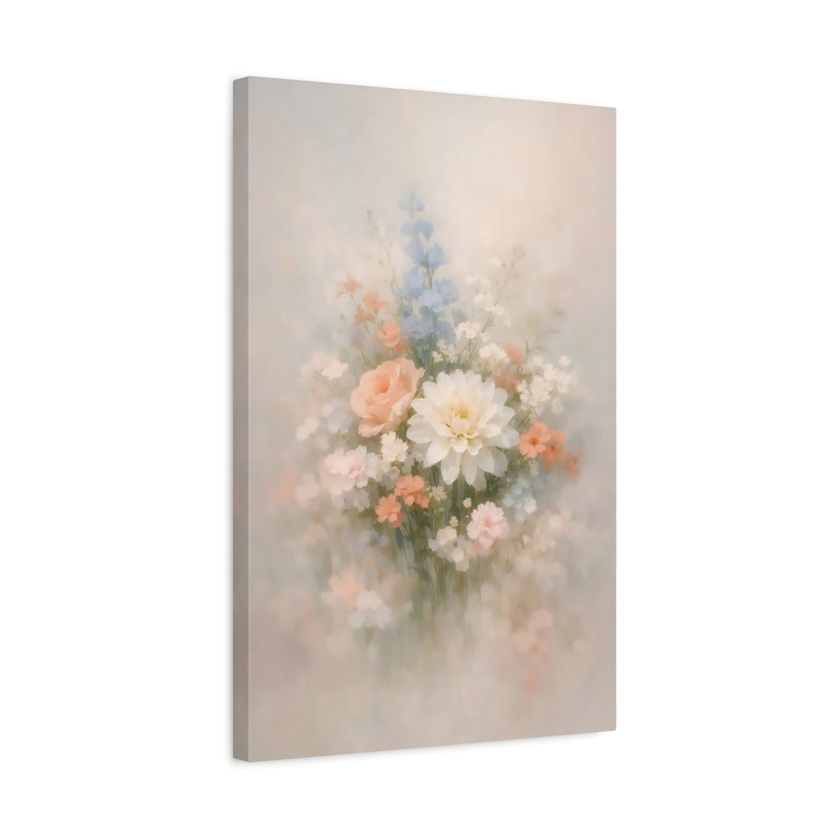 Side Mockup 3. Floral Floral Bouquet Soft Floral shown as stretched canvas wall art