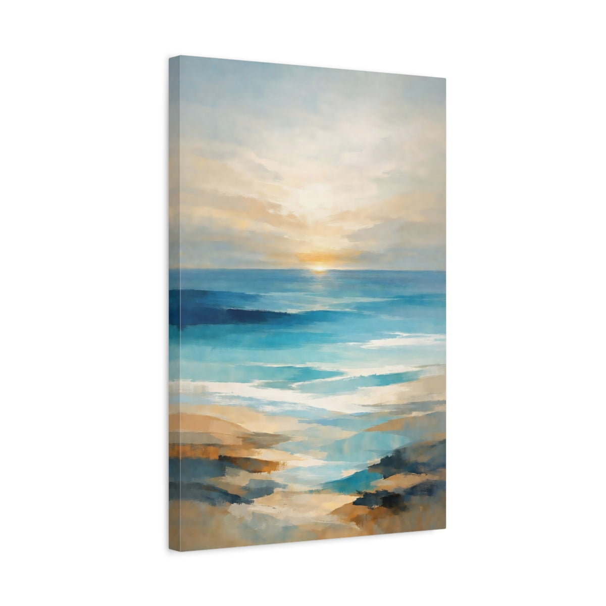 Nature Seascape Blue And Gold - Canvas Wall Art Print