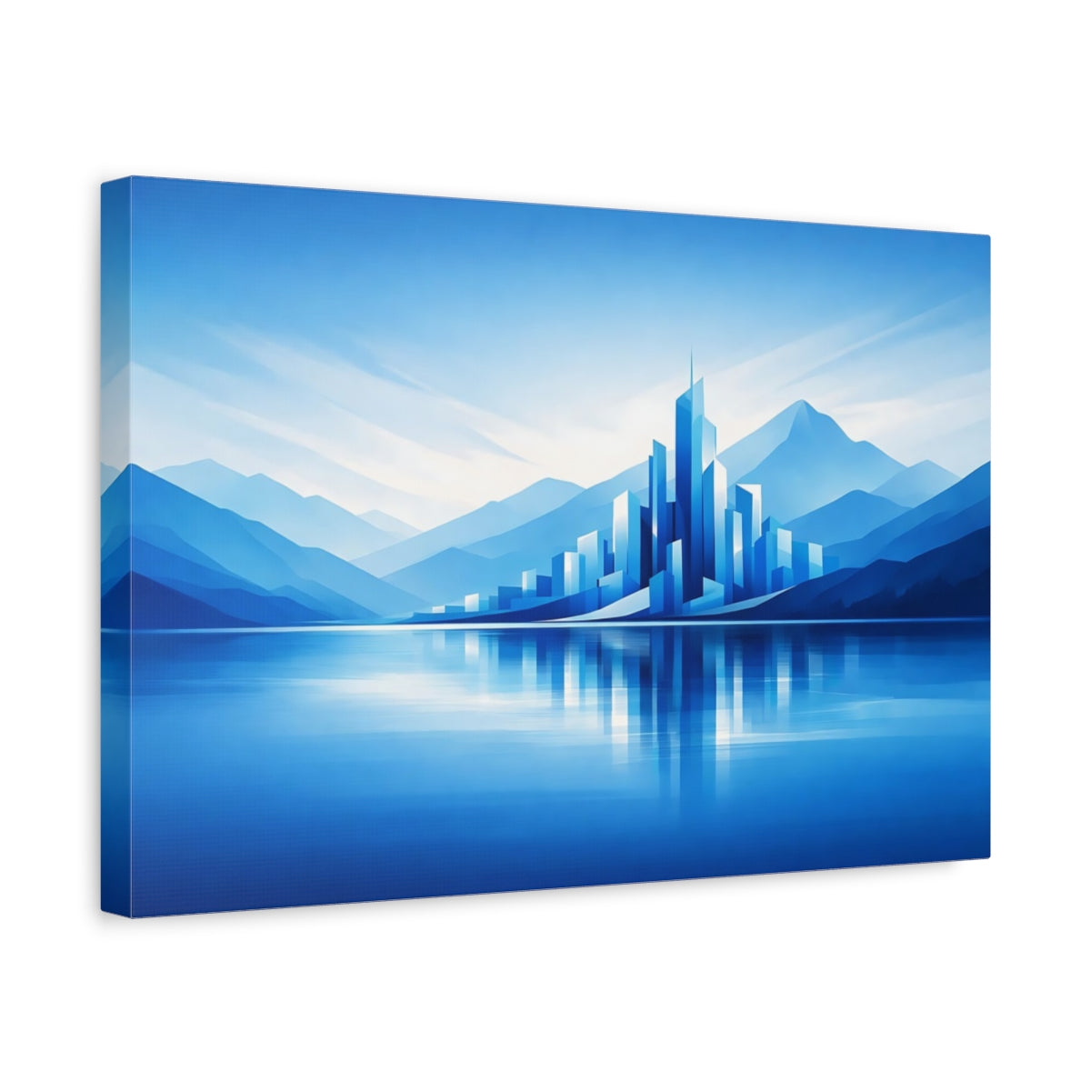 Nature Blue Abstract Skyline Futuristic City - Canvas Wall Art Print