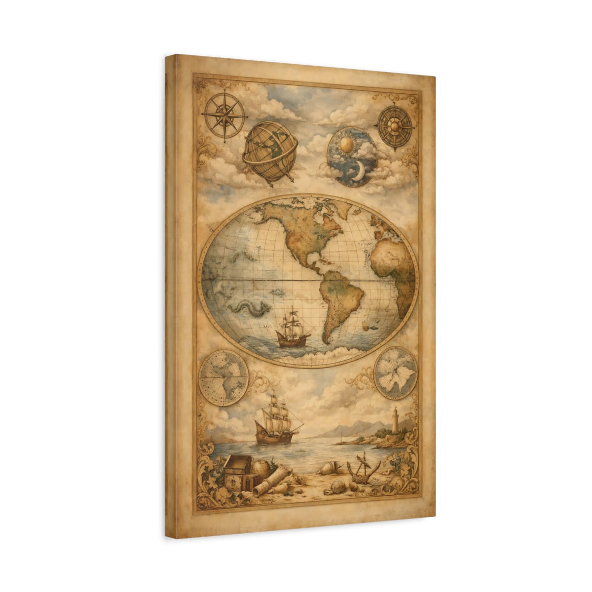 Maps World Vintage - Canvas Wall Art Print