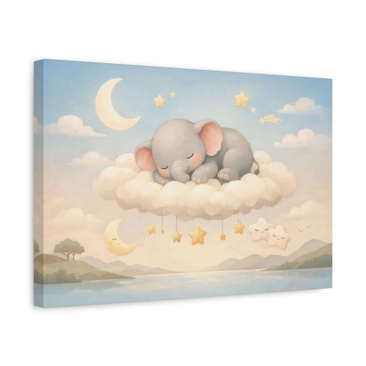 Modern Nursery Art Baby Elephant Fairytale - Canvas Wall Art Print