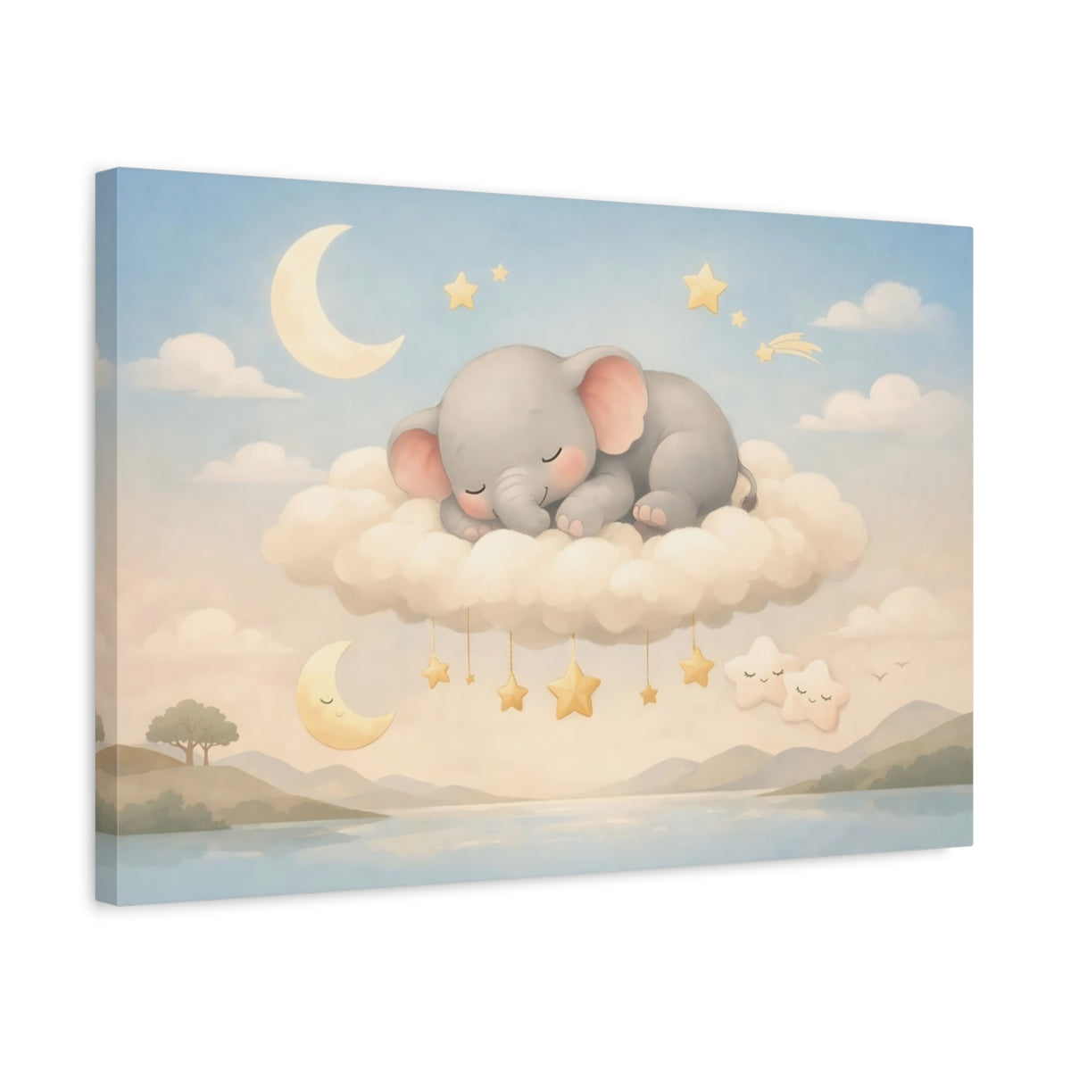 Modern Nursery Art Baby Elephant Fairytale - Canvas Wall Art Print