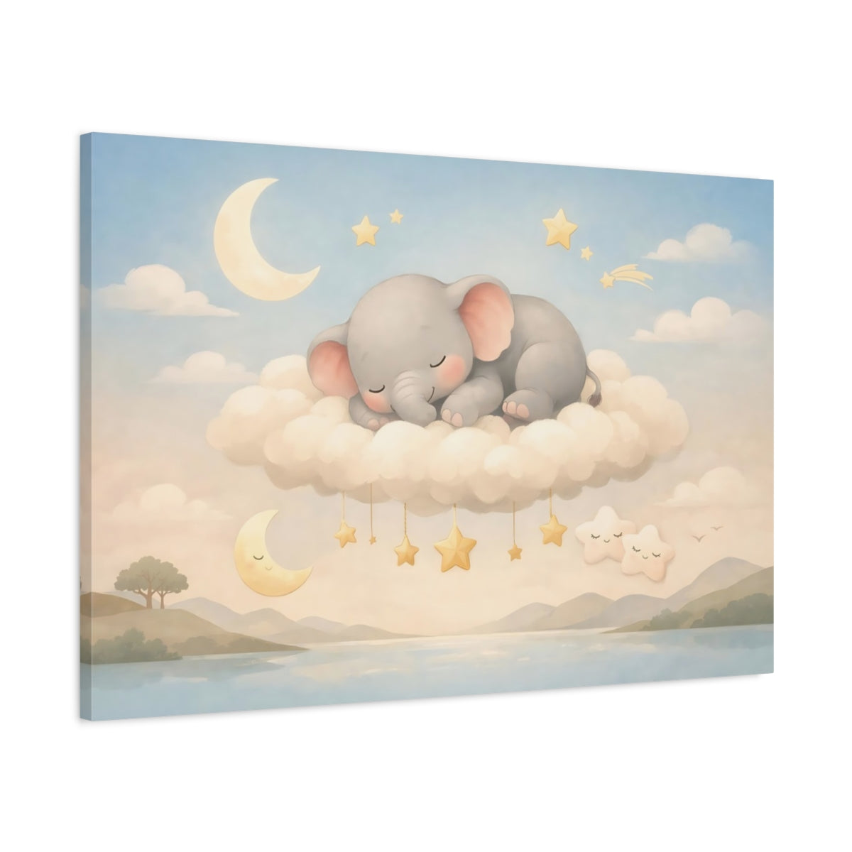 Modern Nursery Art Baby Elephant Fairytale - Canvas Wall Art Print