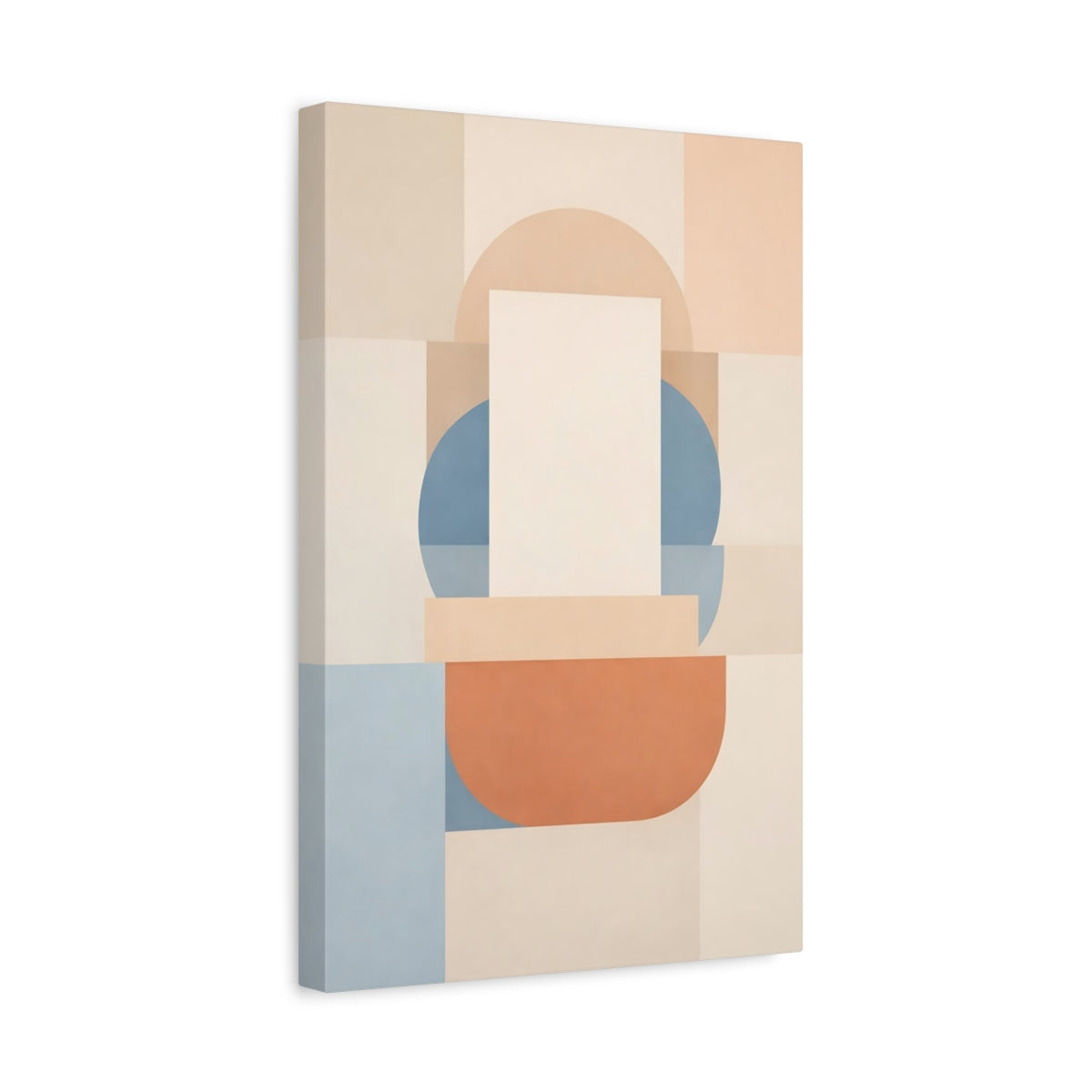 Abstract Geometric Shapes Cream Blue Terracotta - Canvas Wall Art Print