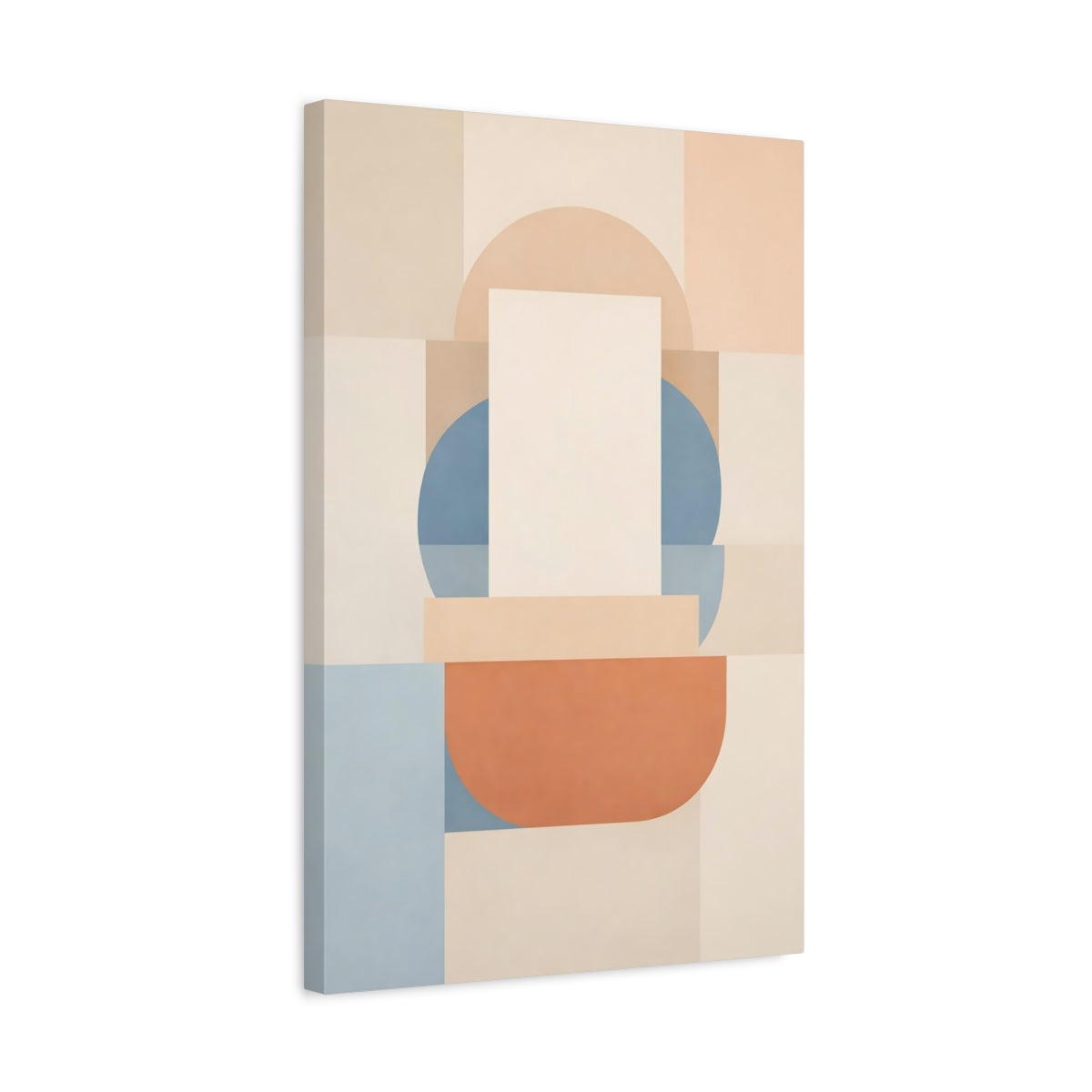 Abstract Geometric Shapes Cream Blue Terracotta - Canvas Wall Art Print