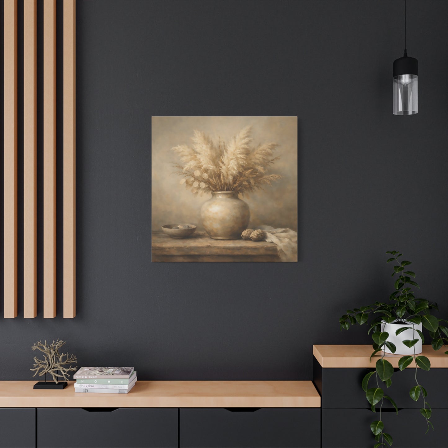 Nature Pampas Grass Brown And Beige - Canvas Wall Art Print